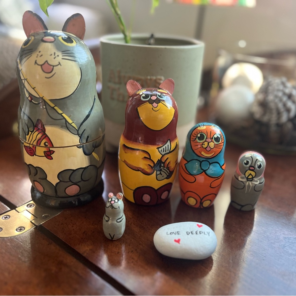 Hand-Painted Animal Nesting Dolls Set